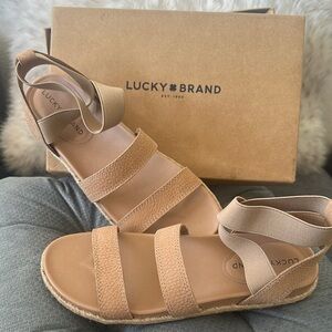 Lucky Brand Women's Beige Strappy Sandals